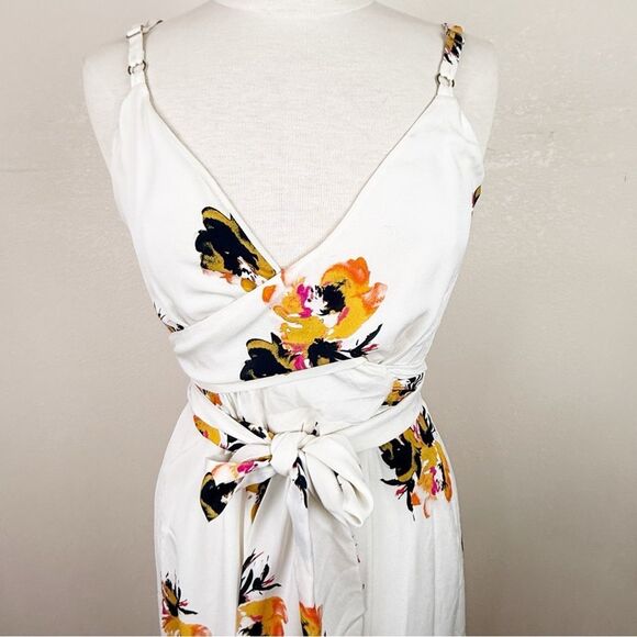 ALC Wrap Floral White Midi Dress Tank Silk Size 4 - Picture 2 of 10